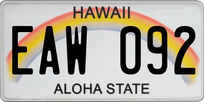HI license plate EAW092