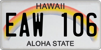 HI license plate EAW106