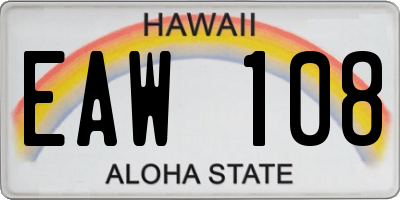 HI license plate EAW108