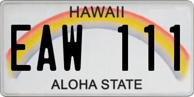 HI license plate EAW111