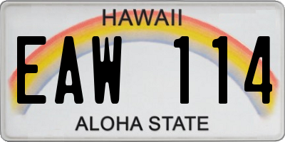HI license plate EAW114