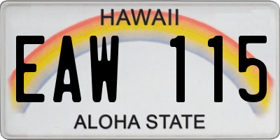 HI license plate EAW115