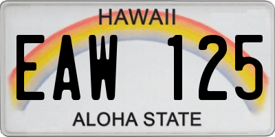 HI license plate EAW125