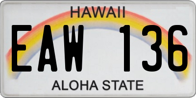 HI license plate EAW136
