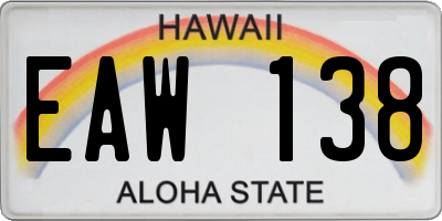 HI license plate EAW138