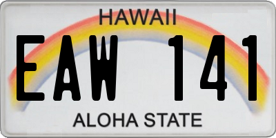 HI license plate EAW141