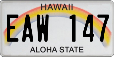 HI license plate EAW147