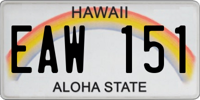 HI license plate EAW151