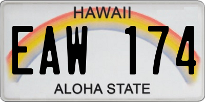 HI license plate EAW174