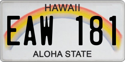 HI license plate EAW181