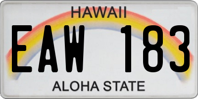 HI license plate EAW183