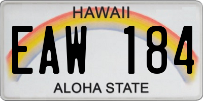HI license plate EAW184
