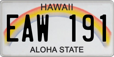 HI license plate EAW191