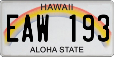 HI license plate EAW193