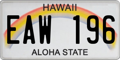 HI license plate EAW196
