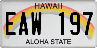 HI license plate EAW197