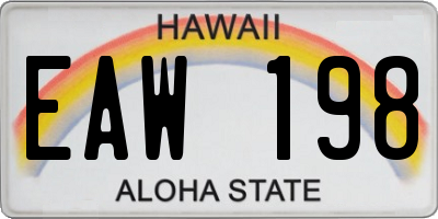 HI license plate EAW198