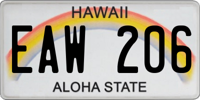 HI license plate EAW206