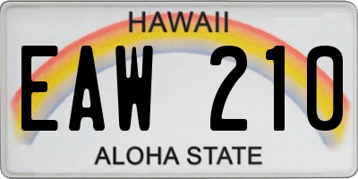 HI license plate EAW210