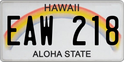 HI license plate EAW218