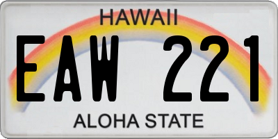 HI license plate EAW221
