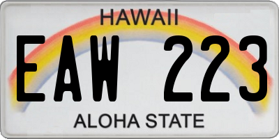HI license plate EAW223