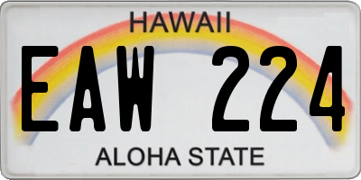 HI license plate EAW224