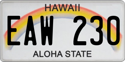 HI license plate EAW230