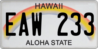 HI license plate EAW233