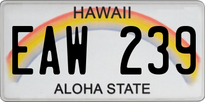 HI license plate EAW239