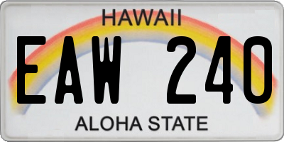 HI license plate EAW240