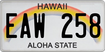 HI license plate EAW258