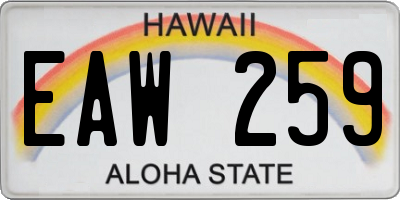 HI license plate EAW259