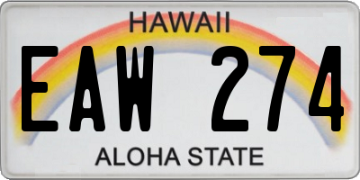 HI license plate EAW274