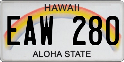 HI license plate EAW280