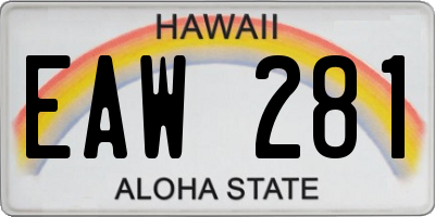 HI license plate EAW281