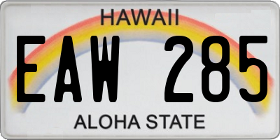 HI license plate EAW285