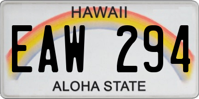 HI license plate EAW294