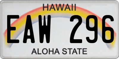 HI license plate EAW296