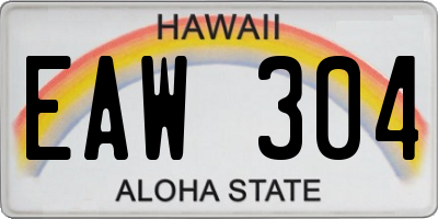 HI license plate EAW304
