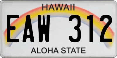 HI license plate EAW312
