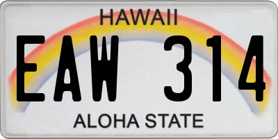 HI license plate EAW314