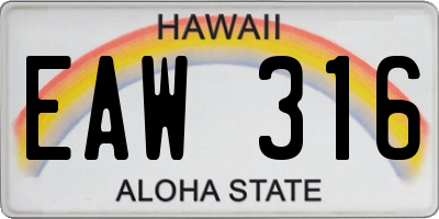 HI license plate EAW316