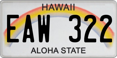 HI license plate EAW322