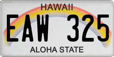 HI license plate EAW325
