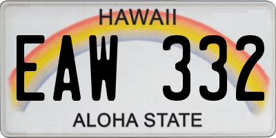 HI license plate EAW332
