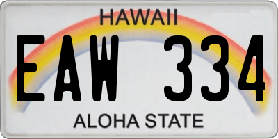 HI license plate EAW334