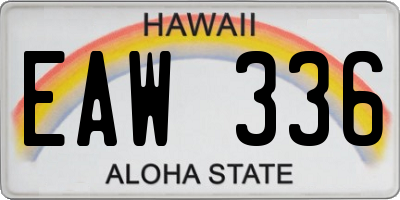 HI license plate EAW336