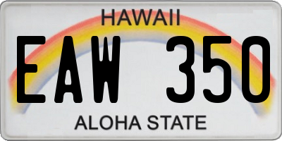 HI license plate EAW350