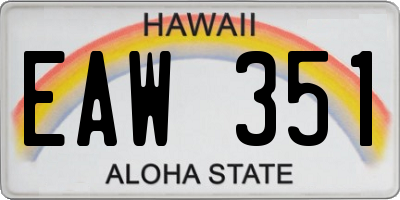 HI license plate EAW351
